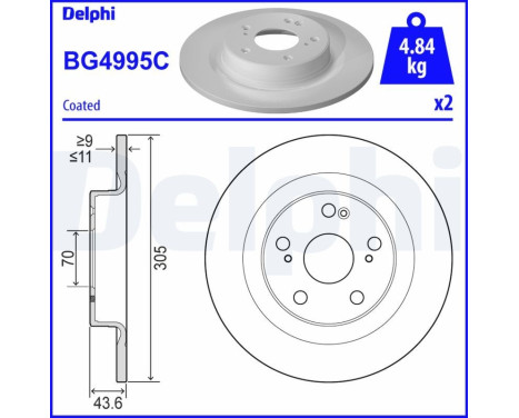 Bromsskiva BG4995C Delphi