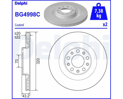 Bromsskiva BG4998C Delphi