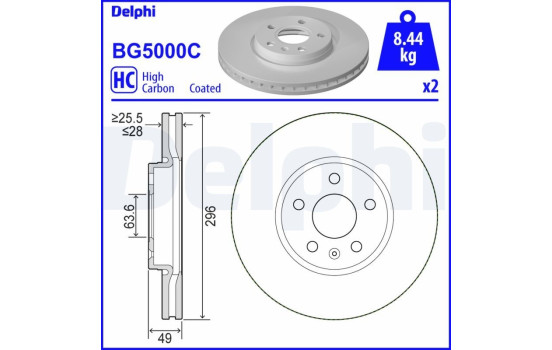 Bromsskiva BG5000C Delphi