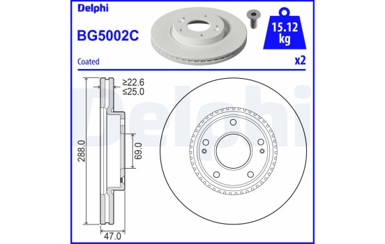 Bromsskiva BG5002C Delphi