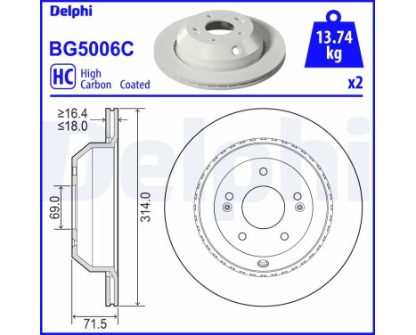 Bromsskiva BG5006C Delphi