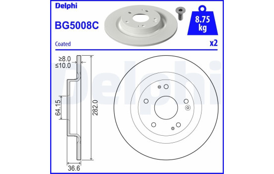 Bromsskiva BG5008C Delphi