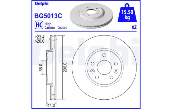 Bromsskiva BG5013C Delphi