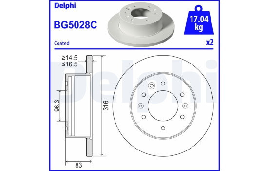 Bromsskiva BG5028C Delphi