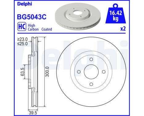 Bromsskiva BG5043C Delphi