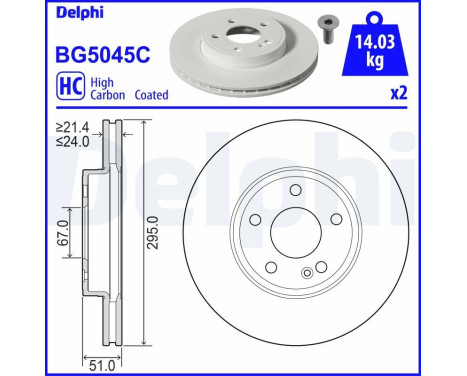 Bromsskiva BG5045C Delphi