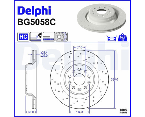 Bromsskiva BG5058C Delphi