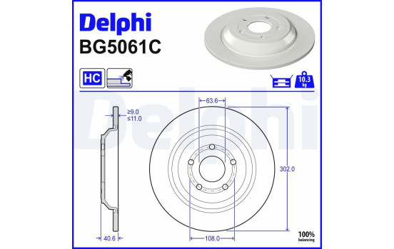 Bromsskiva BG5061C Delphi