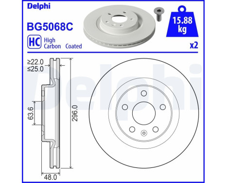 Bromsskiva BG5068C Delphi