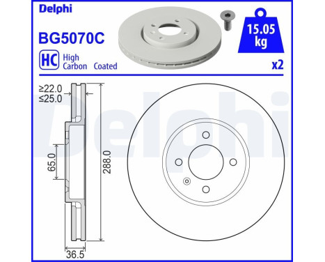 Bromsskiva BG5070C Delphi