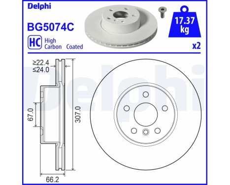 Bromsskiva BG5074C Delphi