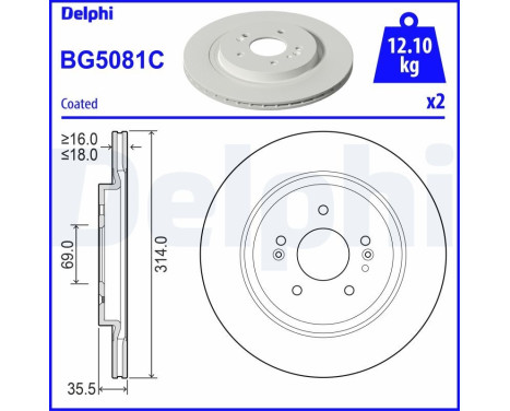 Bromsskiva BG5081C Delphi