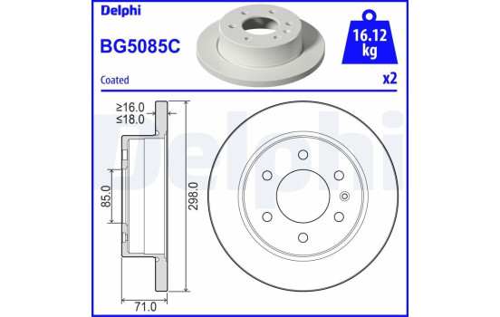 Bromsskiva BG5085C Delphi