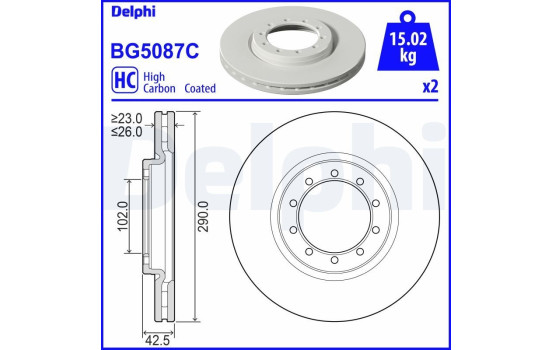 Bromsskiva BG5087C Delphi