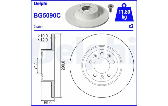Bromsskiva BG5090C Delphi