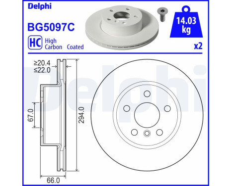 Bromsskiva BG5097C Delphi