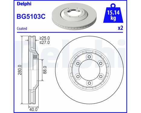 Bromsskiva BG5103C Delphi