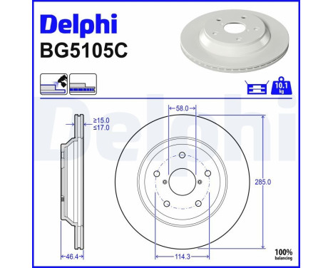 Bromsskiva BG5105C Delphi