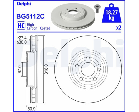 Bromsskiva BG5112C Delphi