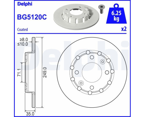 Bromsskiva BG5120C Delphi