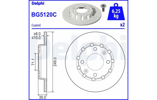 Bromsskiva BG5120C Delphi