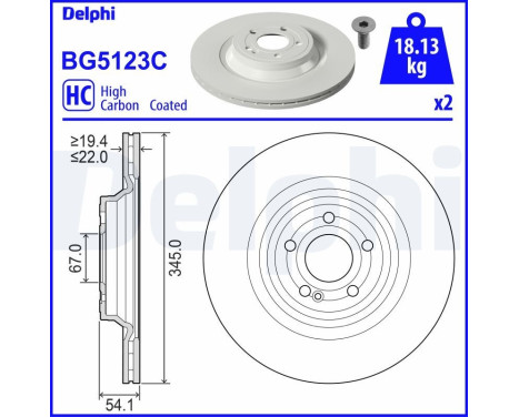 Bromsskiva BG5123C Delphi