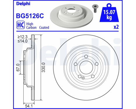 Bromsskiva BG5126C Delphi