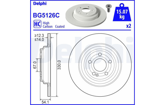Bromsskiva BG5126C Delphi