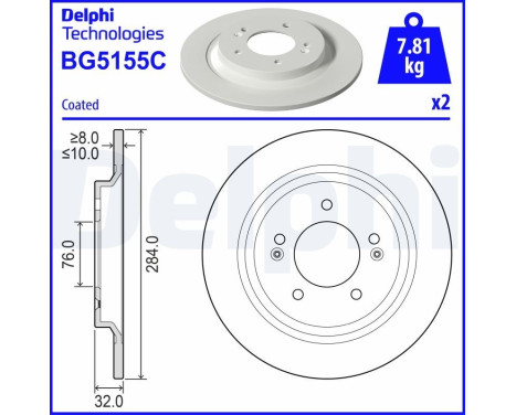 Bromsskiva BG5155C Delphi