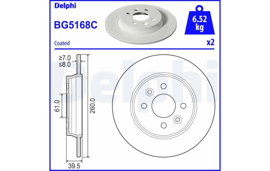 Bromsskiva BG5168C Delphi