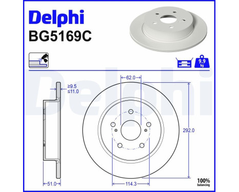 Bromsskiva BG5169C Delphi