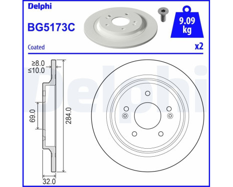 Bromsskiva BG5173C Delphi