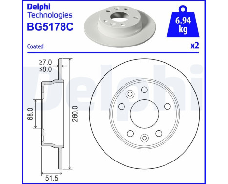 Bromsskiva BG5178C Delphi