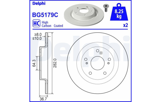 Bromsskiva BG5179C Delphi