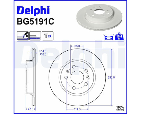 Bromsskiva BG5191C Delphi