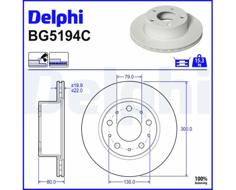 Bromsskiva BG5194C Delphi