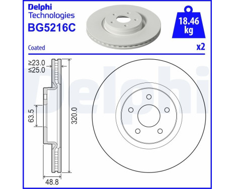 Bromsskiva BG5216C Delphi