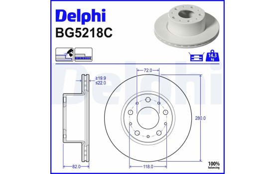 Bromsskiva BG5218C Delphi