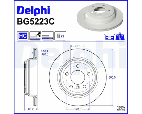 Bromsskiva BG5223C Delphi