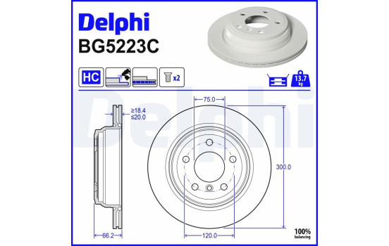Bromsskiva BG5223C Delphi
