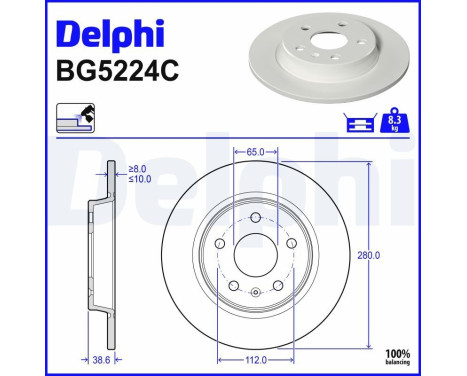 Bromsskiva BG5224C Delphi