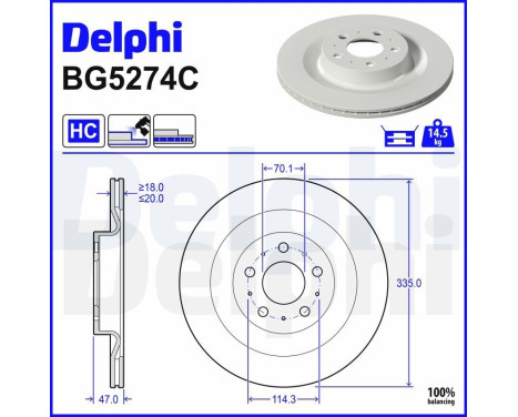 Bromsskiva BG5274C Delphi