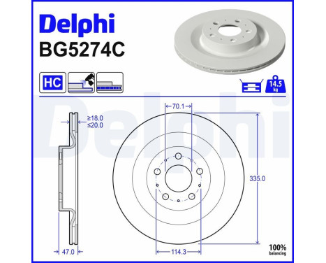 Bromsskiva BG5274C Delphi