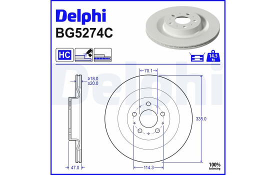 Bromsskiva BG5274C Delphi