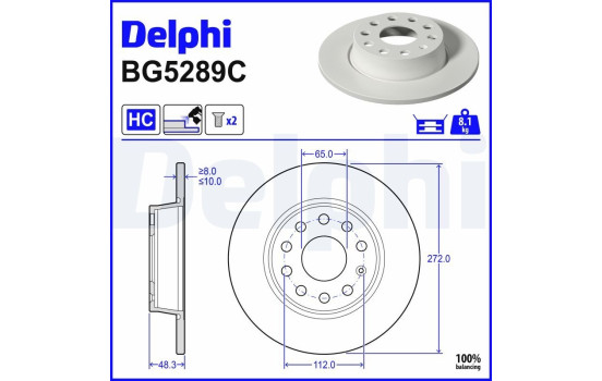 Bromsskiva BG5289C Delphi