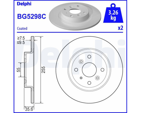 Bromsskiva BG5298C Delphi