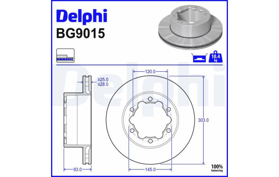 Bromsskiva BG9015 Delphi