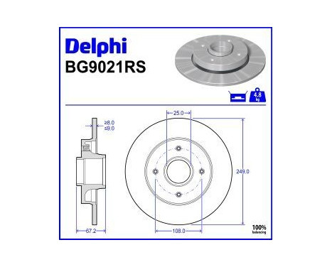 Bromsskiva BG9021RS Delphi