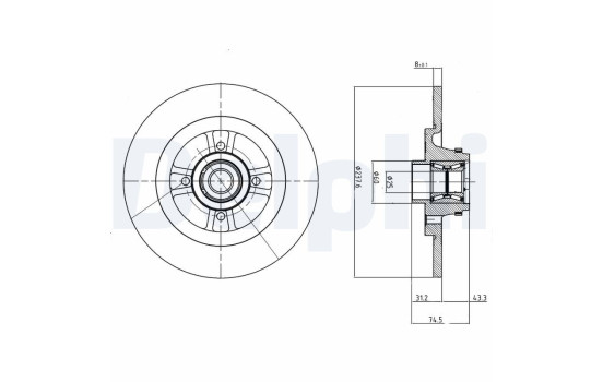 Bromsskiva BG9025RS Delphi