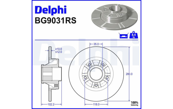 Bromsskiva BG9031RS Delphi